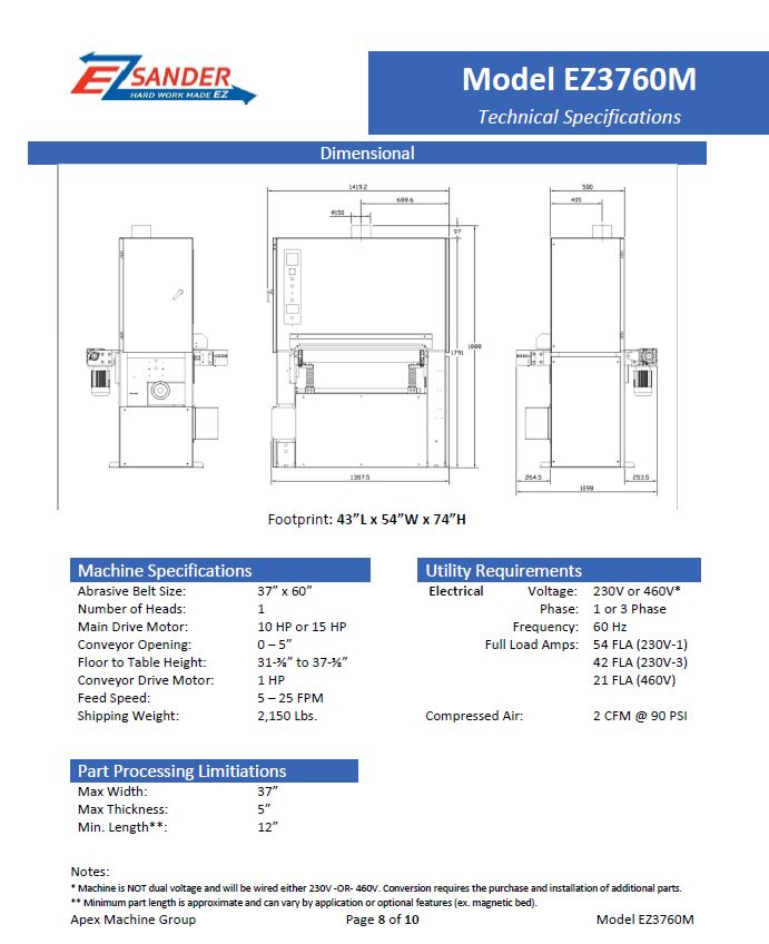 Apex EZ3760M 37” Wide Metalworking EZ Sander